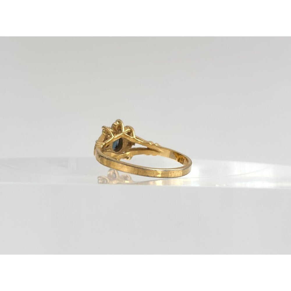 Blue Faux Sapphire Gemstone Gold Toned Costume Jewelry Vintage Ring - sz 11.25 - Picture 6 of 14